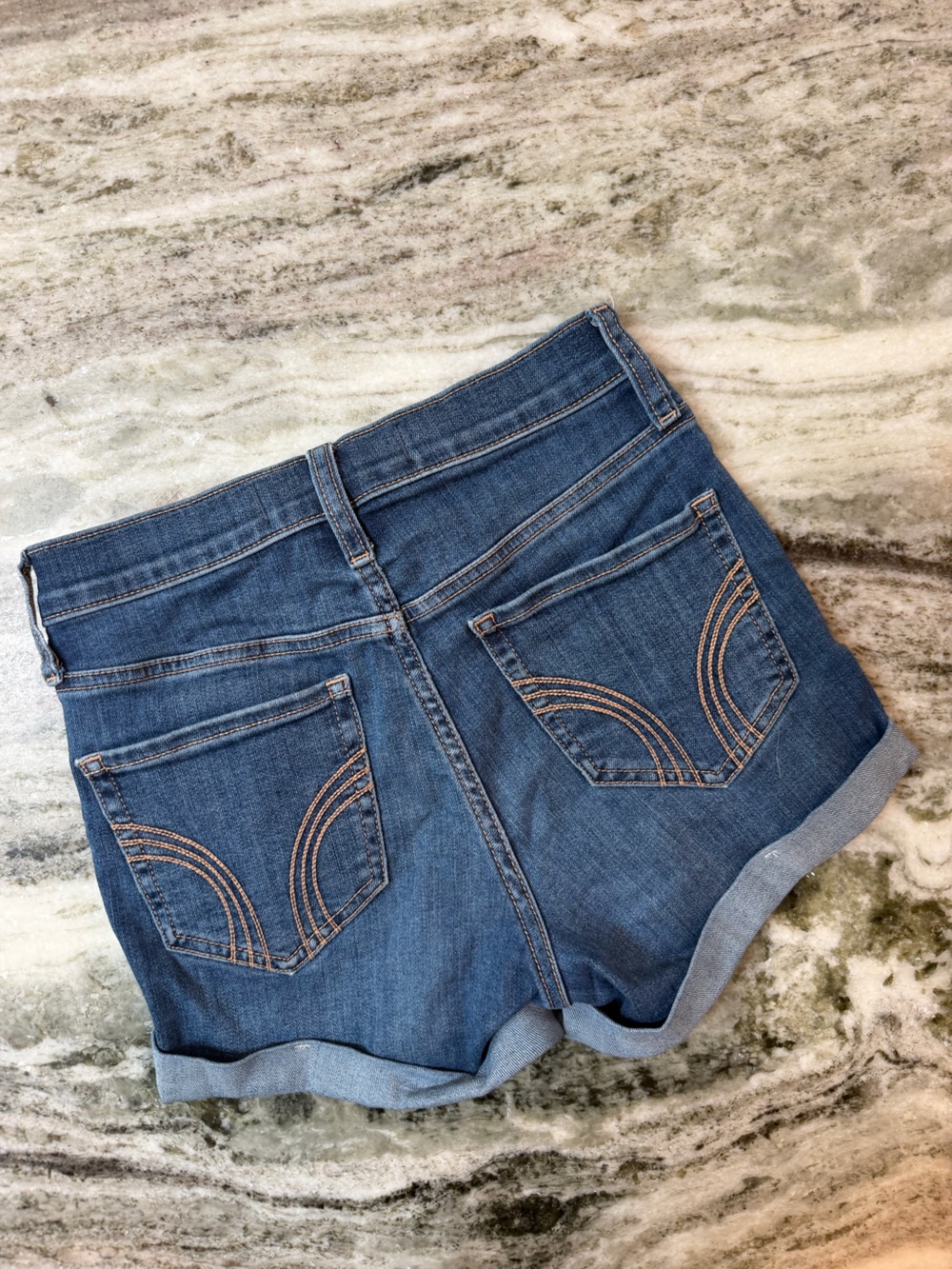 Hollister Blue Denim High-Rise Jean Shorts 3”